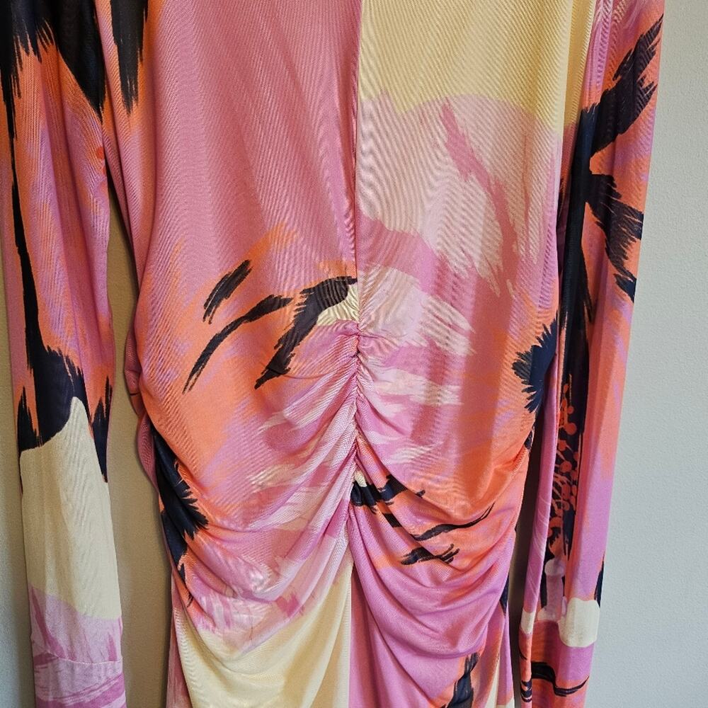Farm Rio x Anthropologie Long Sleeve Mock-Neck Mesh Mini Dress Large Floral - Picture 7 of 11